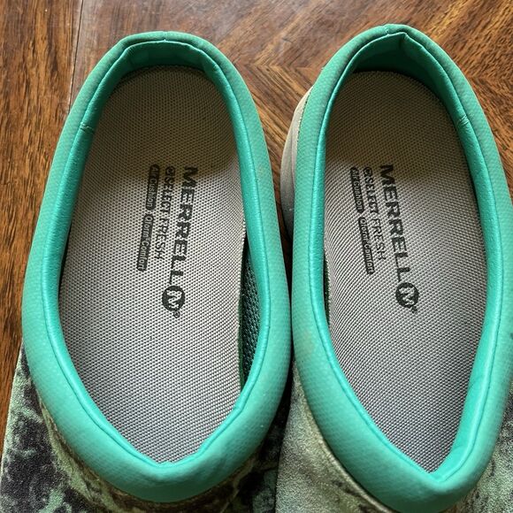 Merrell Encore Sea Green Print Slip On Loafers Sneakers Comfort Mules Sz 10 - Picture 2 of 10